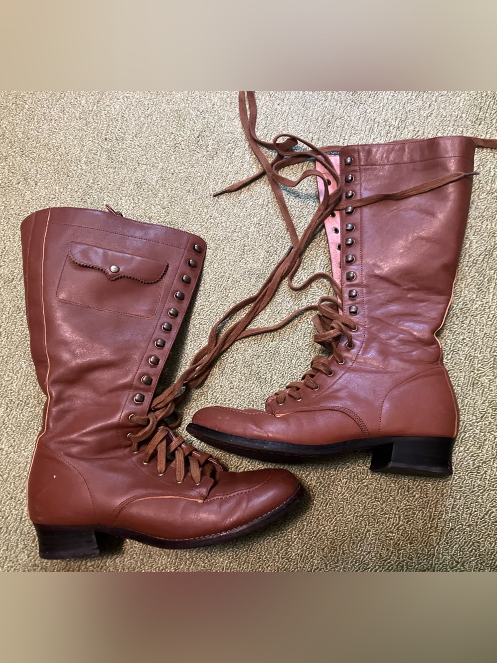 American Duchess “Bessie” Aviator Boots in Tan - Picture 2 of 11